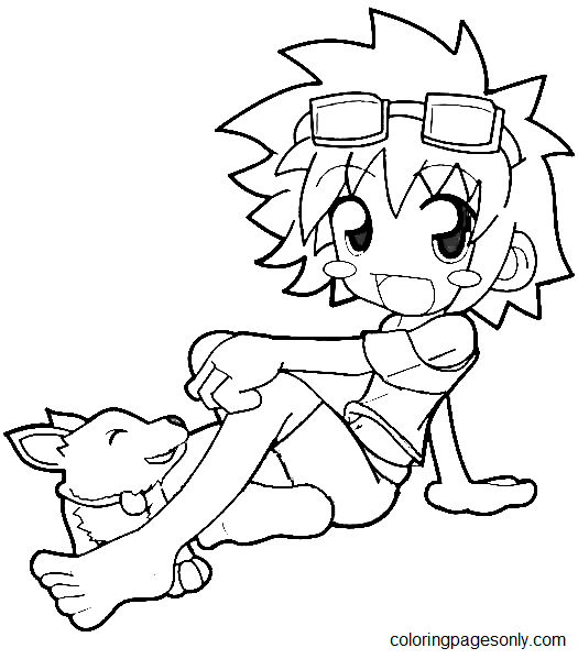 Chibi Edward and Dog Coloring Pages