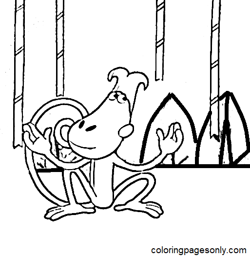 Chuckles the Monkey Coloring Page