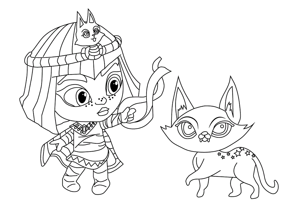 Cleo Graves and Henri Cat Coloring Page