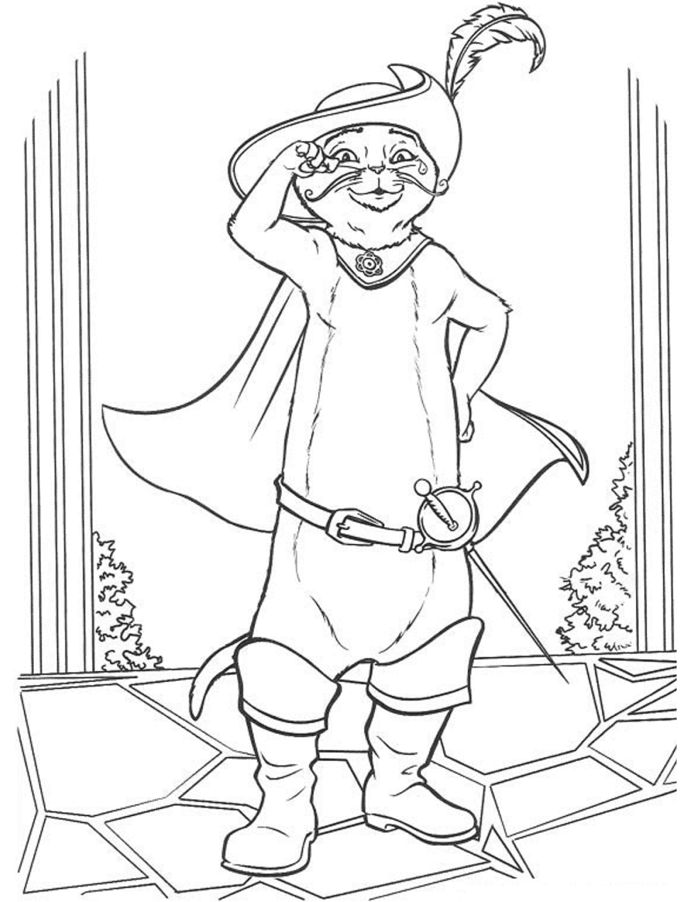 Cool Puss In Boots Coloring Pages