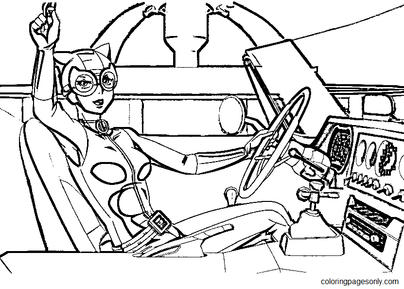 Cute Catwoman Hunted Coloring Page