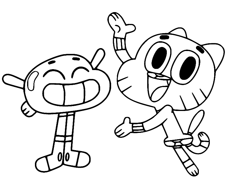 Darwin with Gumball Coloring Page