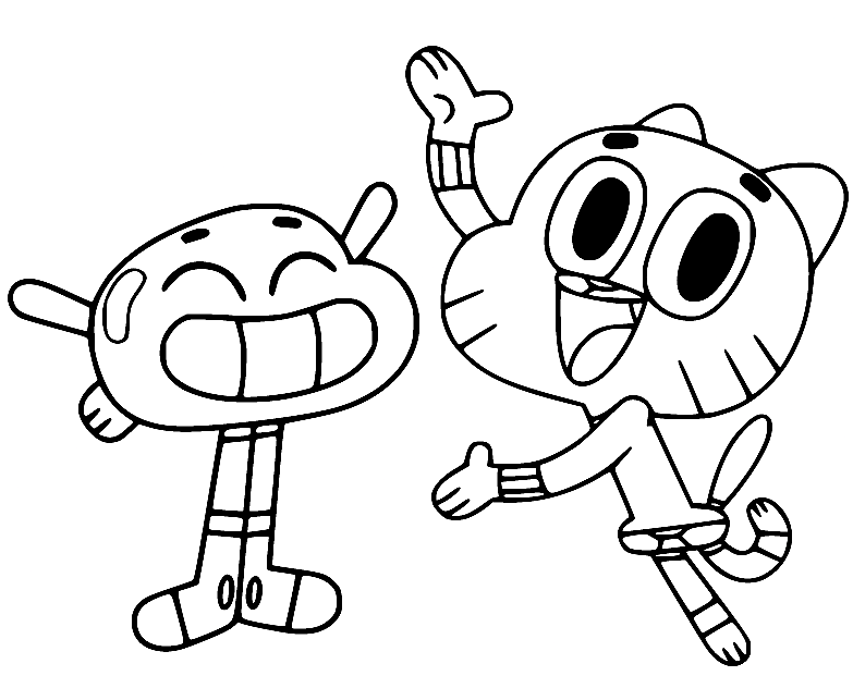 Desenhos para colorir Pintar Gumball e Darvin Colorindo Pinturas