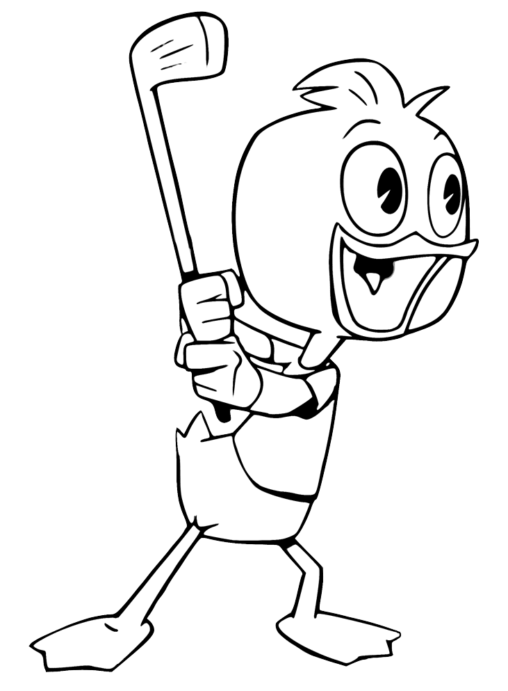 Dewey playing Golf Coloring Page