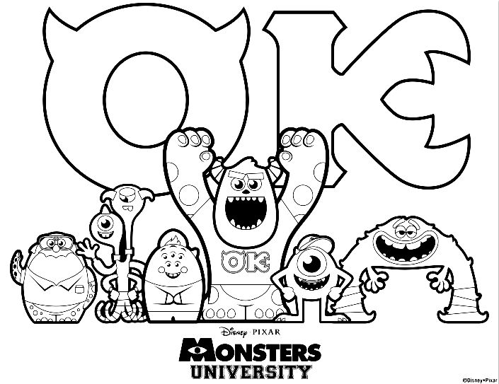 Disney Pixar Monsters University Coloring Page