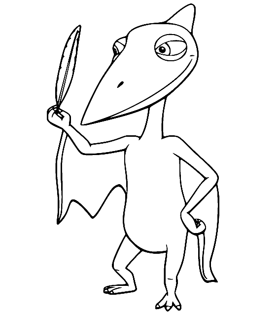 Don Pteranodon Holds a Leaf Coloring Page