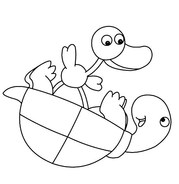 Doris the Duck and Toby the Turtle Coloring Page