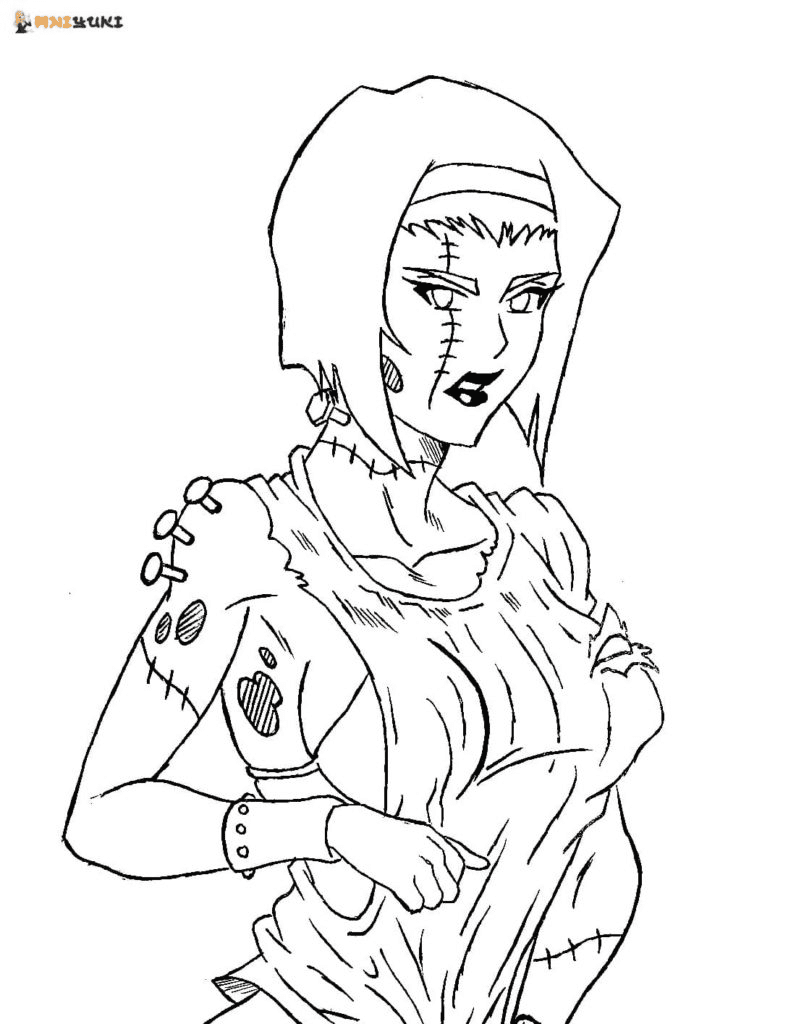 Faye Valentine as Zombie Coloring Page