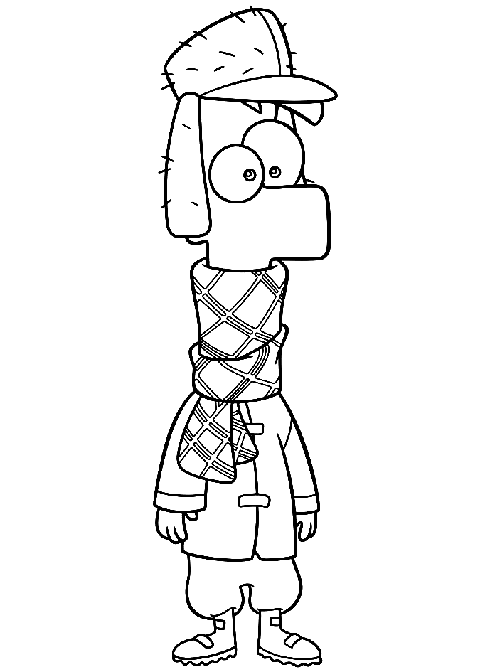 Ferb in winter clothes Coloring Page