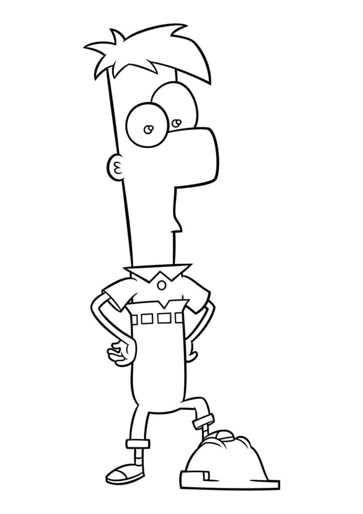 Ferb stands on a helmet Coloring Pages