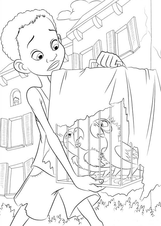 Fernando with Blu and Jewel Coloring Page