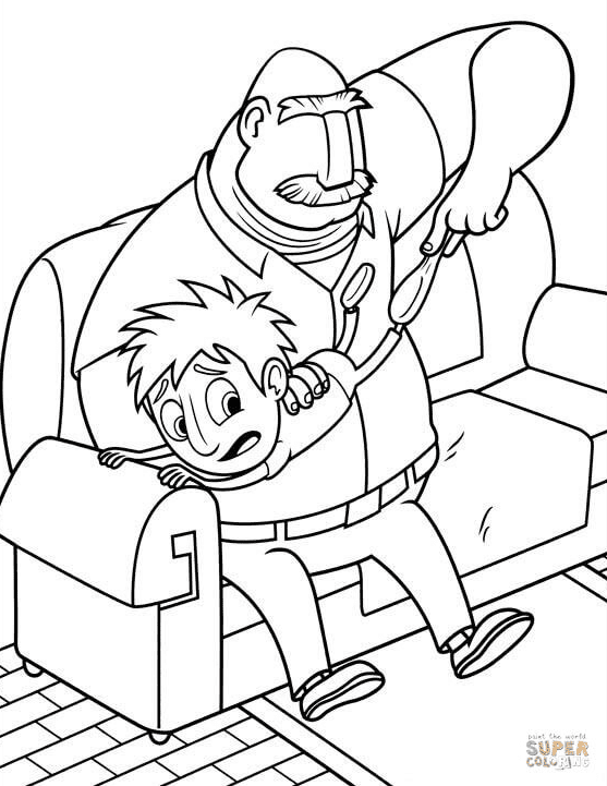 Flint With Dad Coloring Page