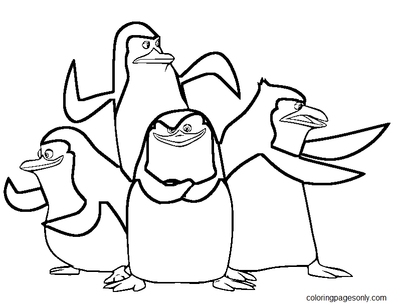 Four Penguins Of Madagascar Coloring Pages