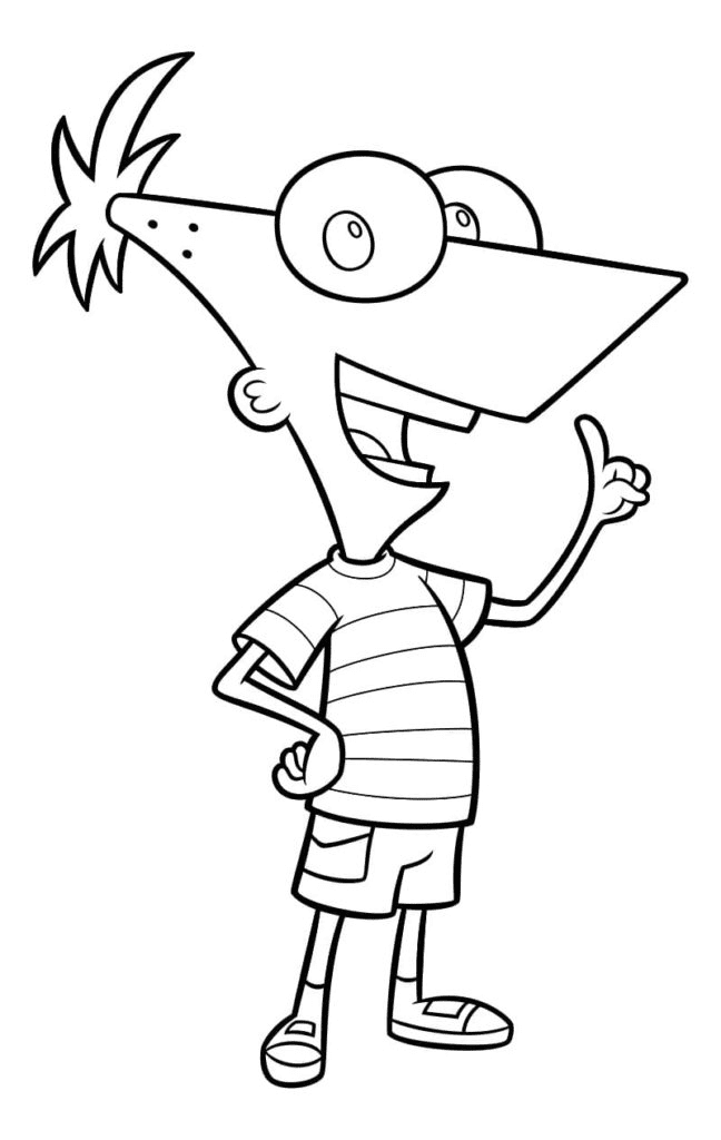 Funny Phineas Coloring Page