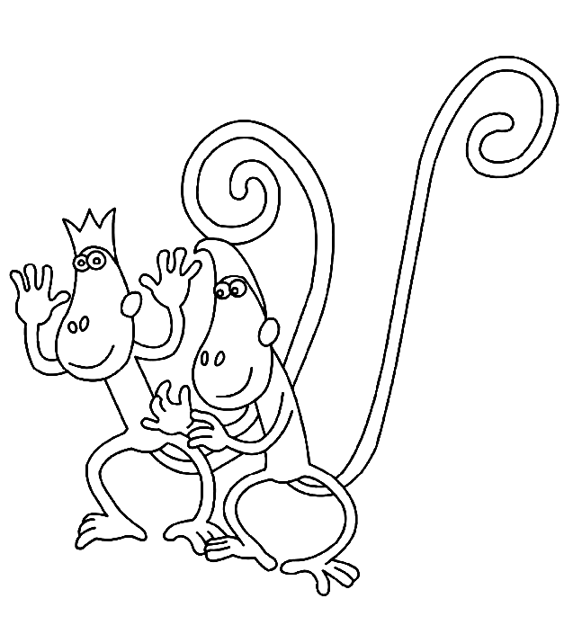 Giggles and Tickles the Monkeys Coloring Page