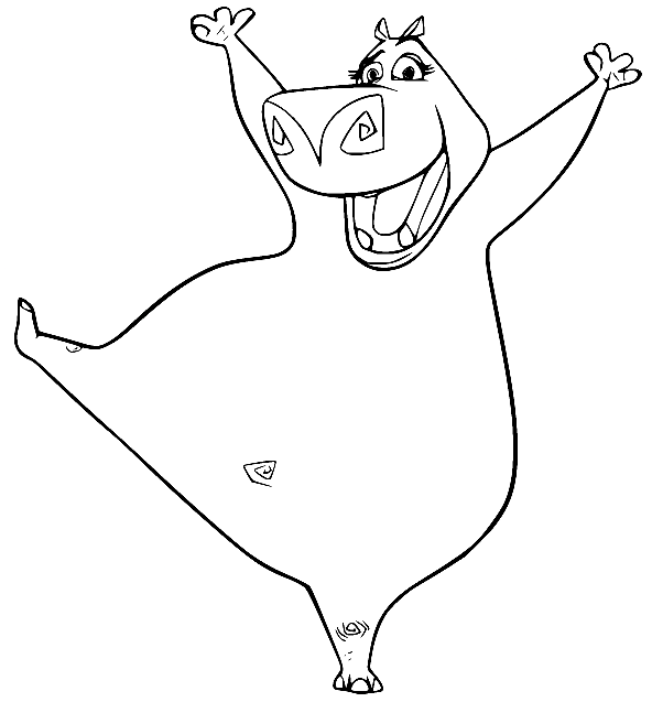 Gloria Hippo Jumping Coloring Page