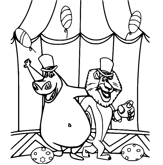 Gloria and Alex Coloring Pages