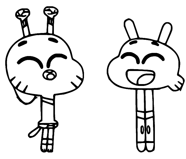 Gumball and Darwin Are Happy Coloring Pages