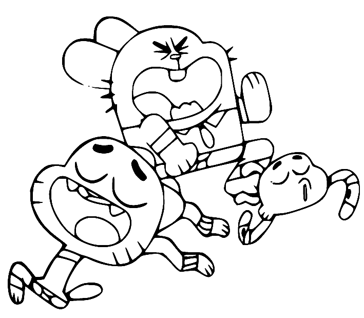 Gumball and Darwin with Richard Coloring Pages