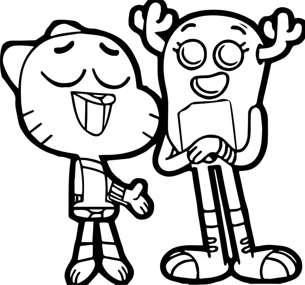 Gumball and Penny Coloring Page