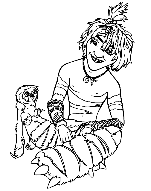 Guy and Belt from The Croods Coloring Page