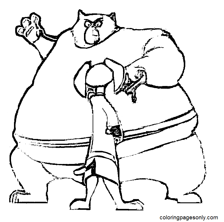 Hank and Sumo Coloring Page