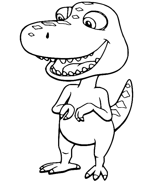 Happy Buddy Tyrannosaurus Coloring Page