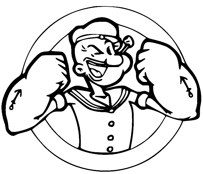 Happy Popeye Coloring Page
