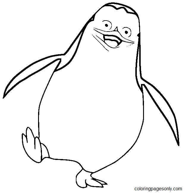 Happy Private Penguin Coloring Page