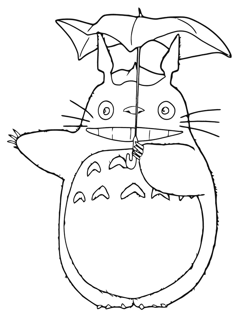Happy Totoro Coloring Page