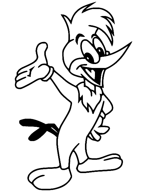Happy Woody Woodpecker Coloring Page