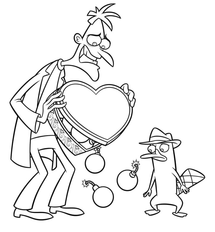 Heinz Doofenshmirtz and Perry Coloring Pages