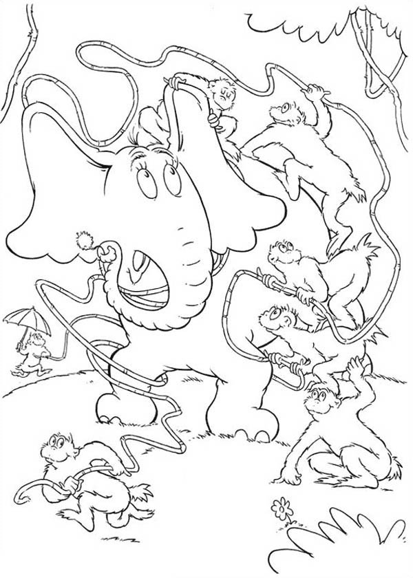 Horton Elephant and Wickershams Coloring Page