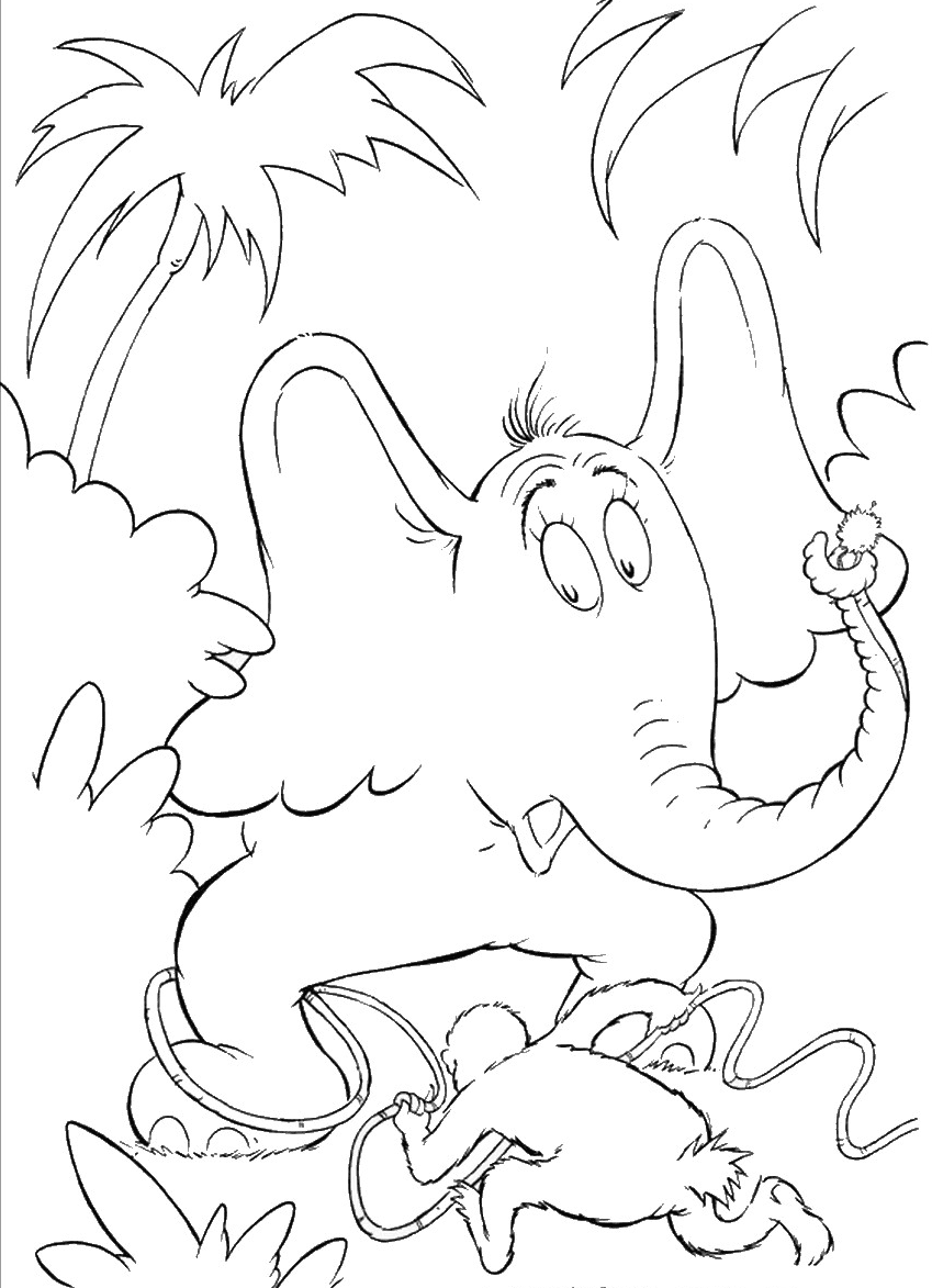 Horton met aap kleurplaat