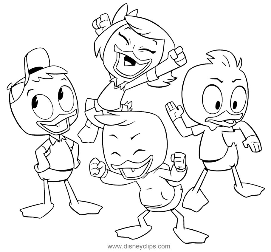 Huey, Dewey, Louie, Webby Coloring Pages