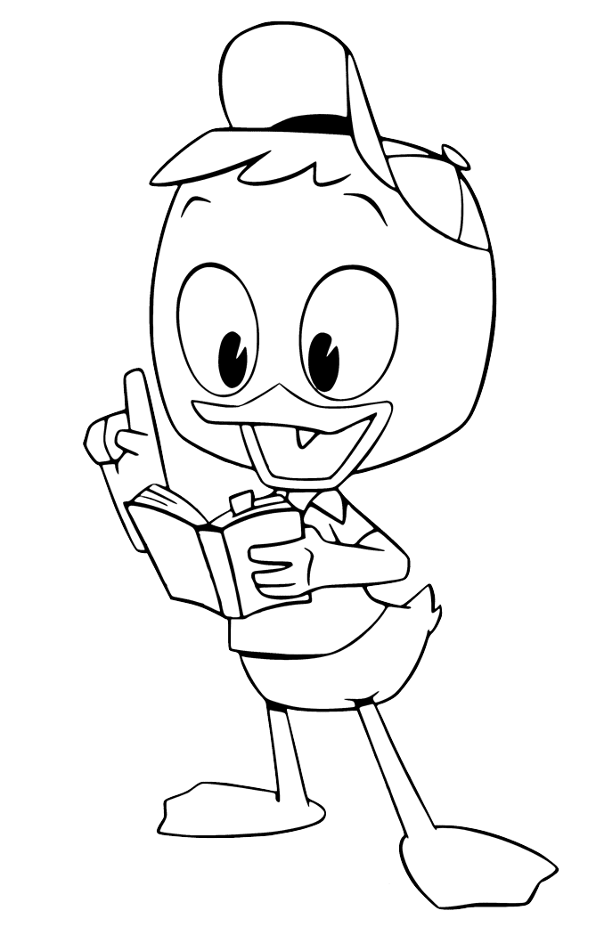 Huey lendo um livro de DuckTales