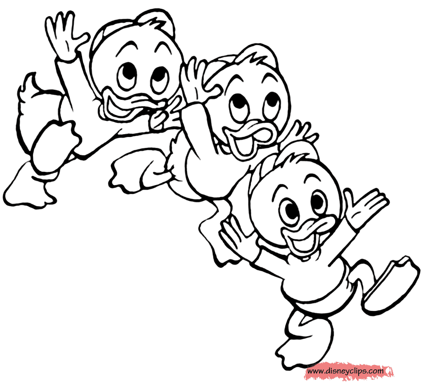 Huey with Dewey and Louie Coloring Page