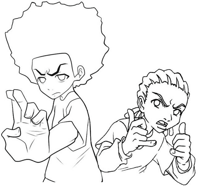 Huey with Riley Freeman Coloring Pages