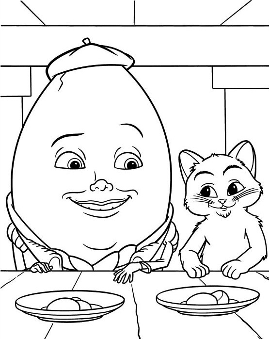 Humpty Dumpty e Kitty do Gato de Botas