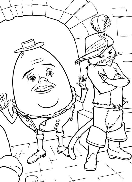 Humpty Dumpty and Puss Coloring Pages