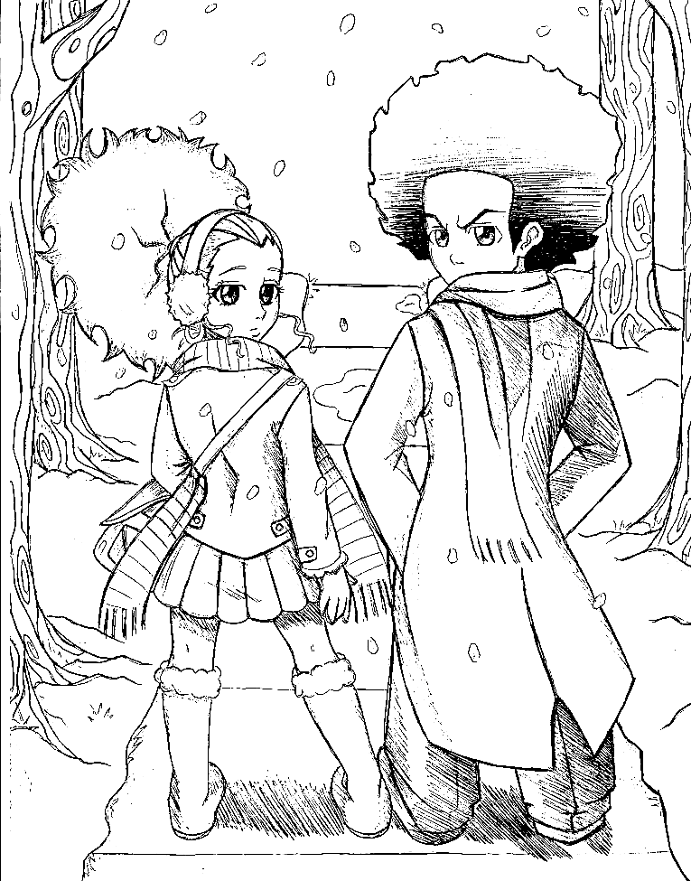 Jazmine Dubois and Huey Freeman Coloring Pages