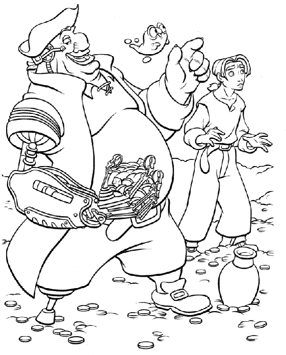 John Silver with Jim Hawkins Coloring Page