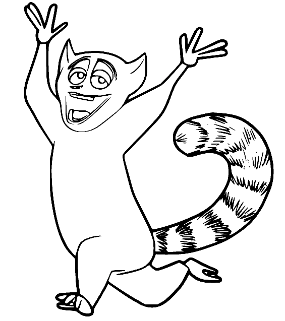 Julien Lemur Running Coloring Page