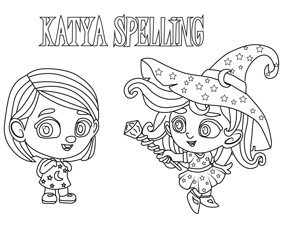 Katya Spelling from Super Monsters Coloring Page
