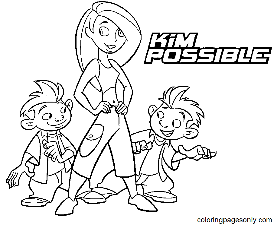 Dibujo para colorear de Kim, Jim y Tim