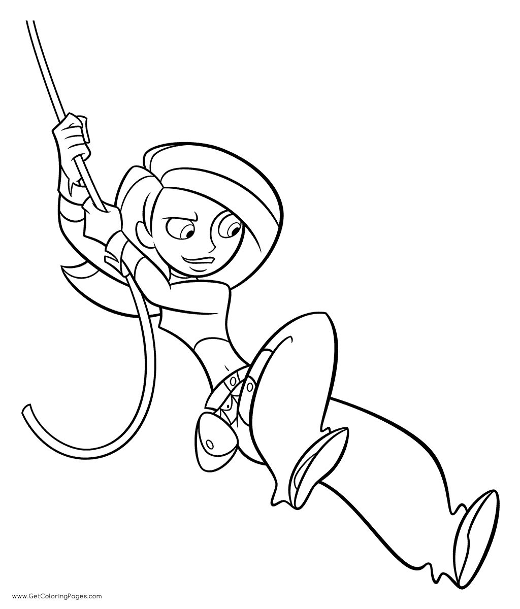 Kim Possible Swing on Rope Coloring Page