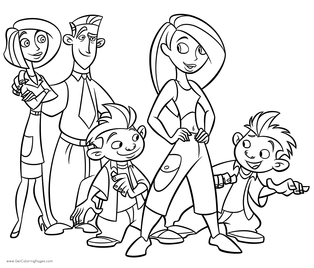 Kim Possible and Family Coloring Pages