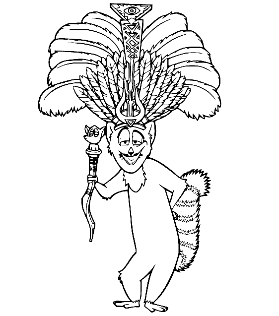 الملك جوليان يرتدي تاجًا من مدغشقر