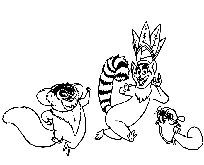 King Julien with Maurice and Mort Coloring Pages