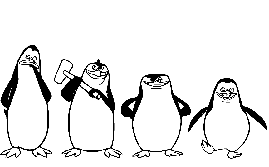 Kowalski en Rico met schipper en soldaat van Penguins of Madagascar